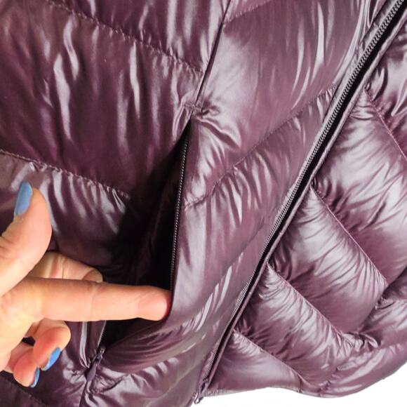 J.jill Down Burgundy Small long length Vest with Zip & Side Zip. Warm Soft Comfy - Picture 15 of 16